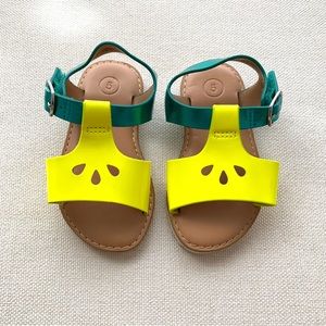 NWOT Baby Girl Sandals - Cat & Jack - Teal and Neon Yellow - Size 5